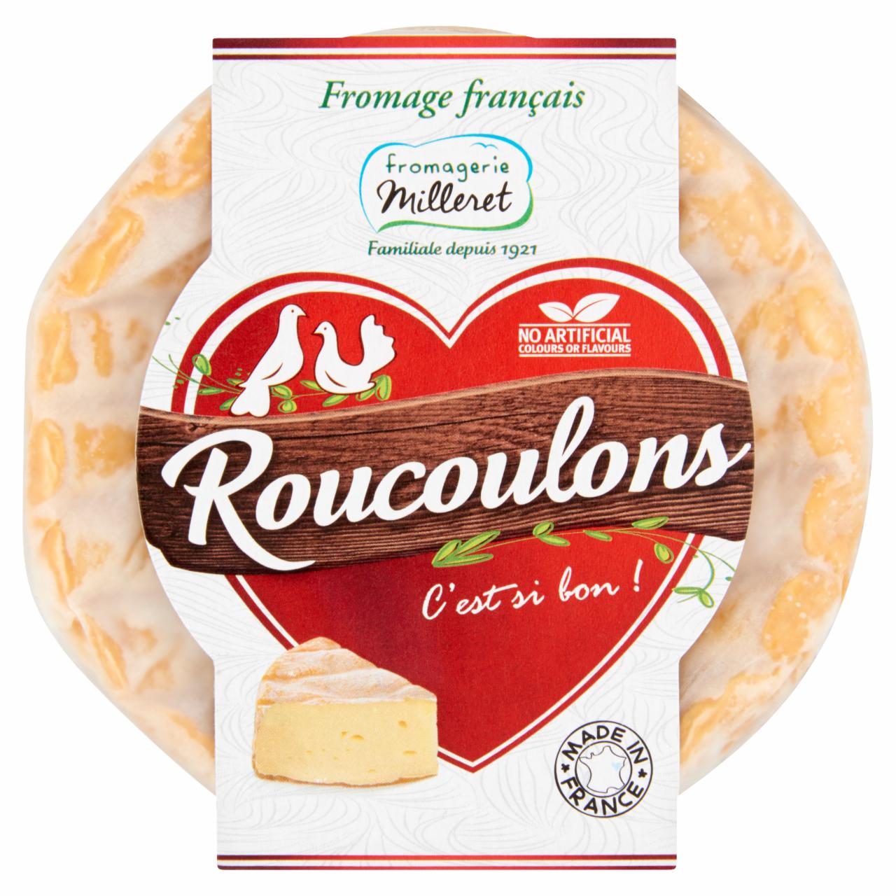 Képek - Roucoulons dió ízű, zsíros, mosott kérgű, fehér nemespenésszel érő lágy sajt 125 g