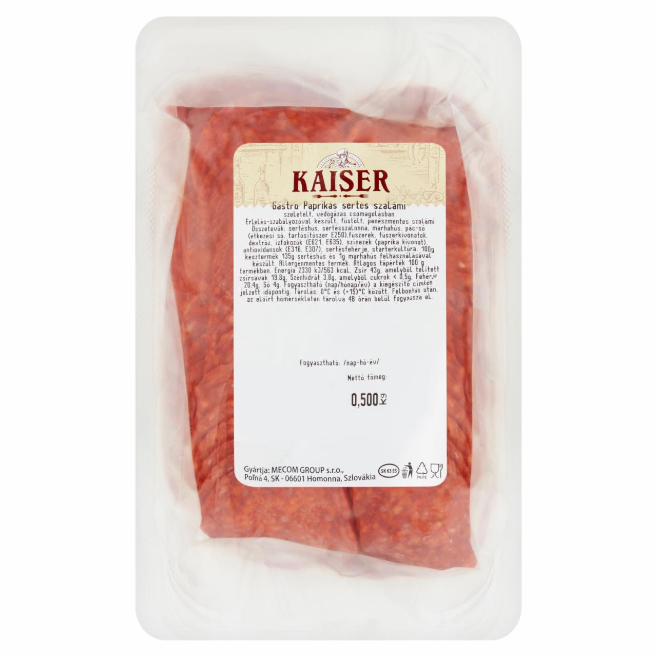 Képek - Kaiser Gastro szeletelt paprikás sertés szalámi 500 g