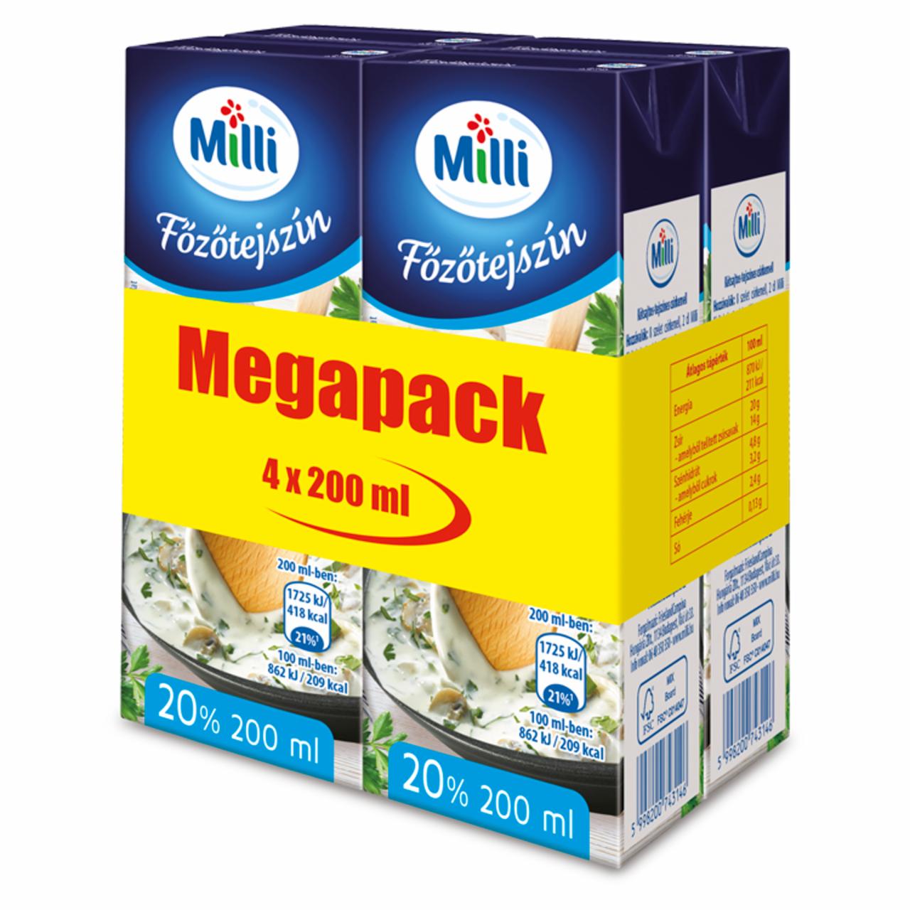 Képek - Milli UHT főzőtejszín 20% 4 x 200 ml