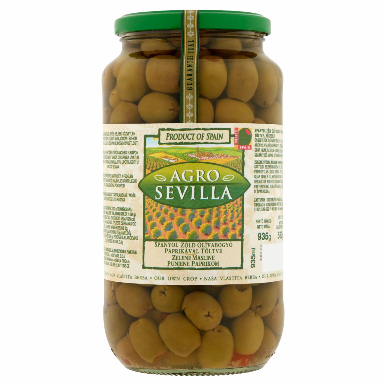 Képek - Agro Sevilla spanyol zöld olívabogyó paprikával töltve 935 g