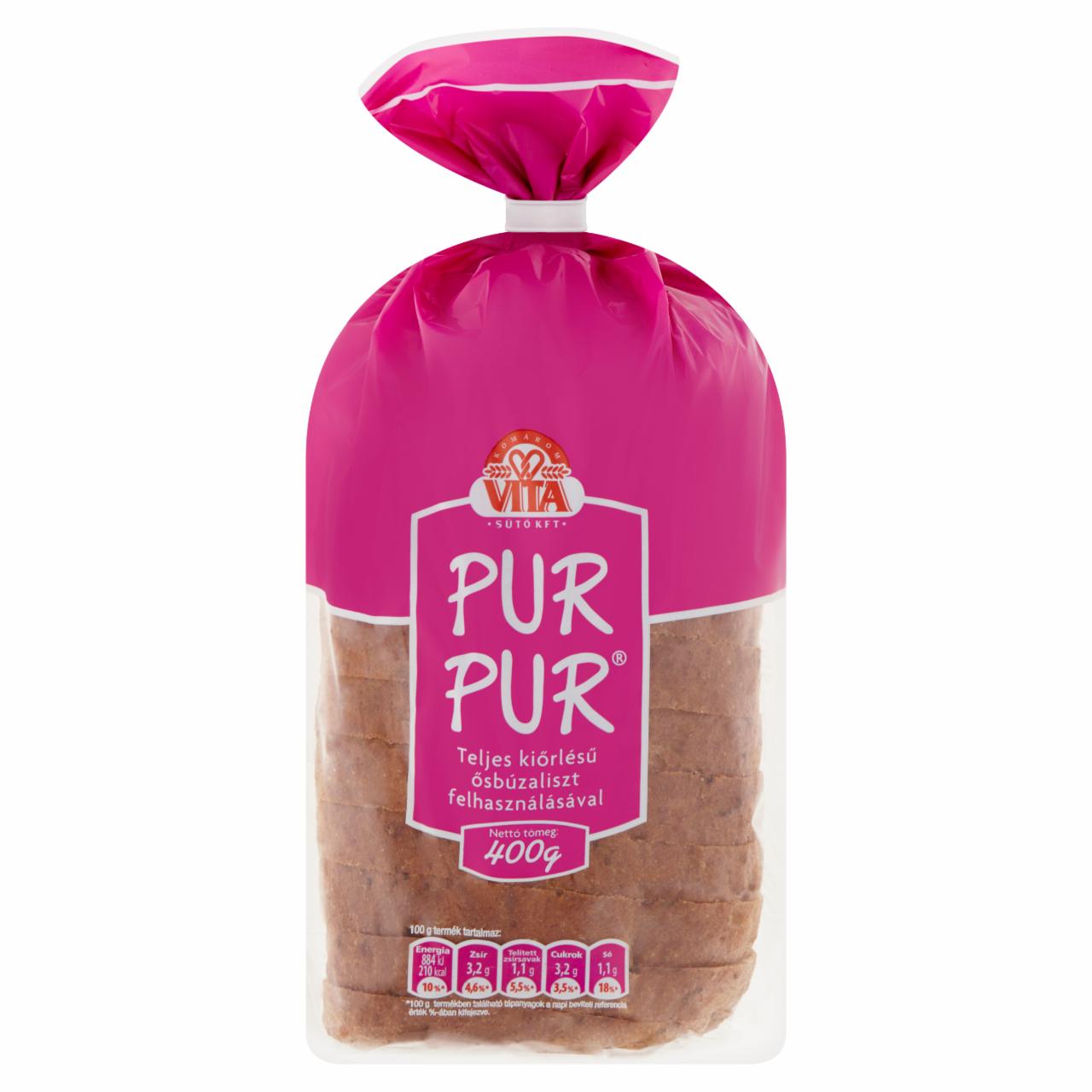 Képek - Vita PurPur kenyér teljes kiőrlésű ősbúzából 400 g