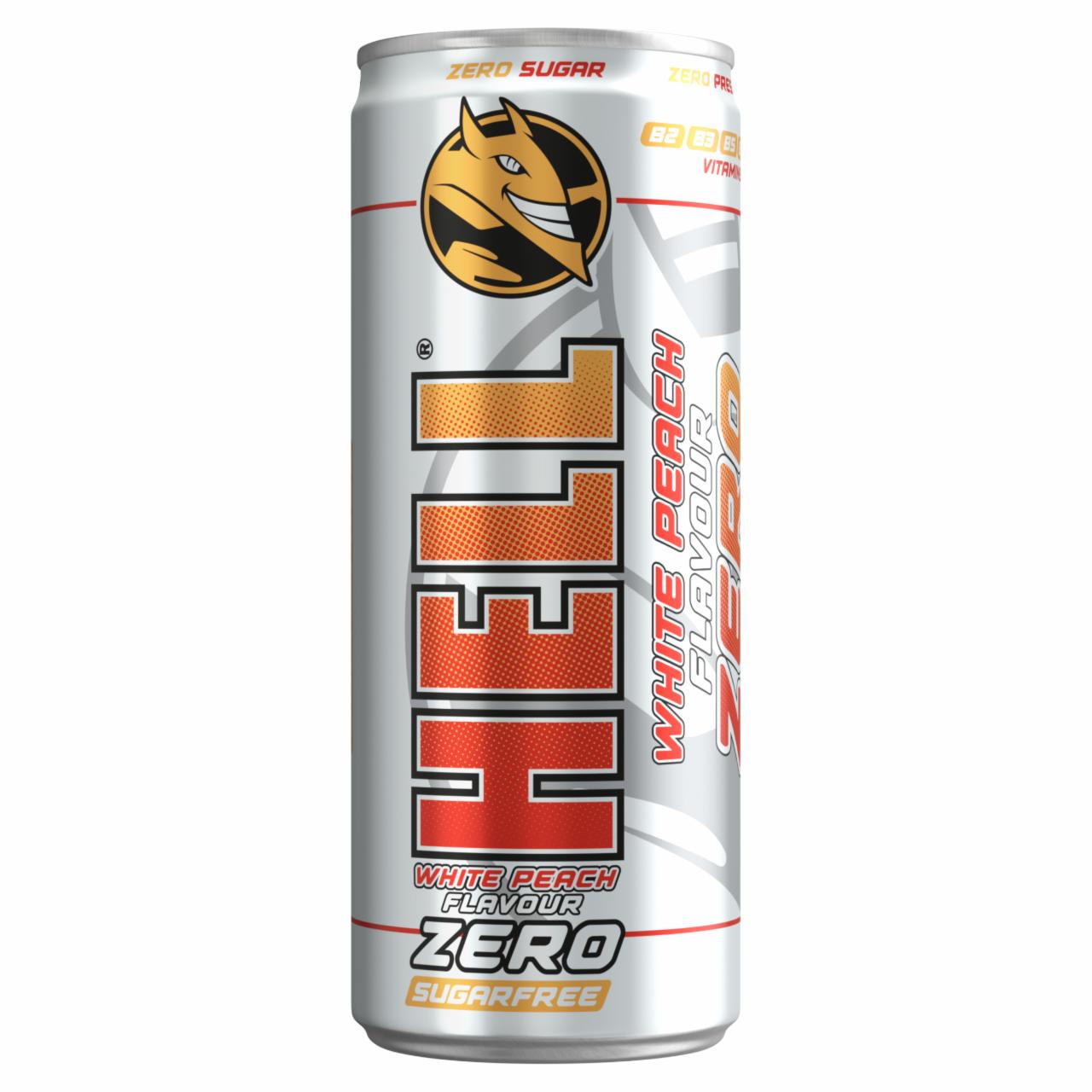 Képek - HELL Zero fehér őszibarackízű, koffeintartalmú, szénsavas, alkoholmentes ital 250 ml