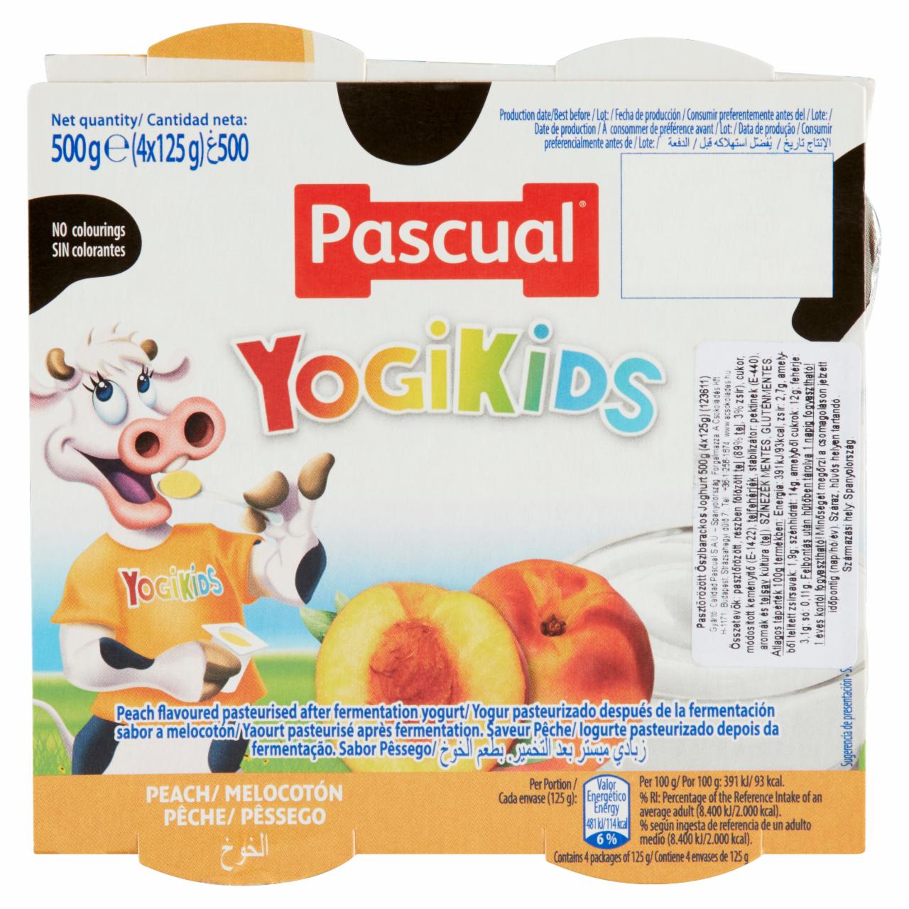 Képek - Pascual YogiKids őszibarackos joghurt 4 x 125 g (500 g)