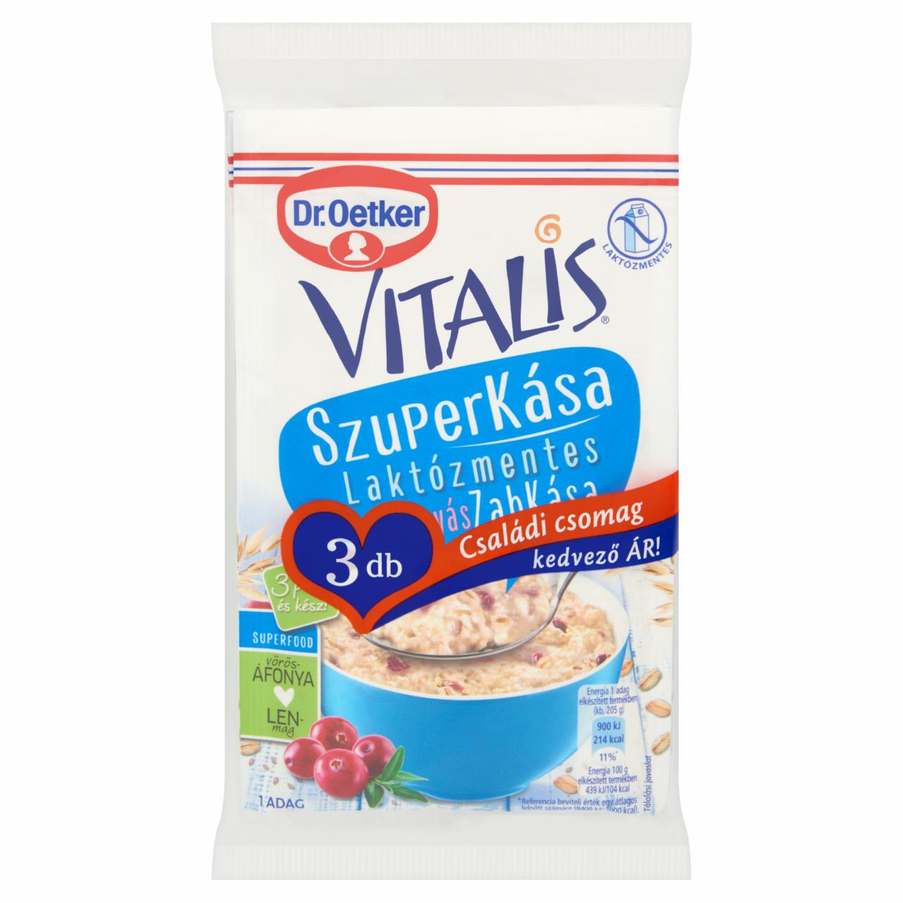 Képek - Dr. Oetker Vitalis Szuperkása laktózmentes vörösáfonyás zabkása alappor 3 x 55 g