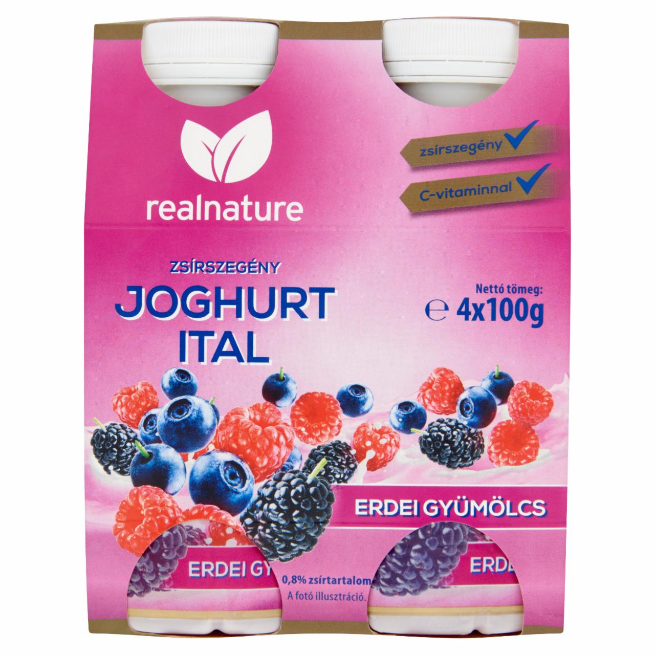 Képek - Real Nature erdei gyümölcs zsírszegény joghurt ital 4 x 100 g