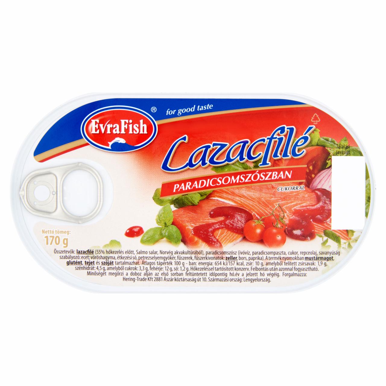 Képek - Evrafish lazacfilé paradicsomszószban cukorral 170 g