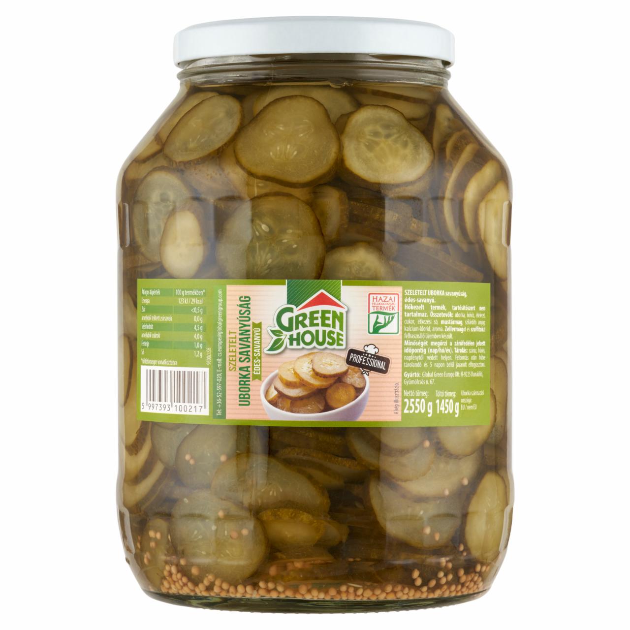 Képek - Green House édes-savanyú szeletelt uborka savanyúság 2550 g