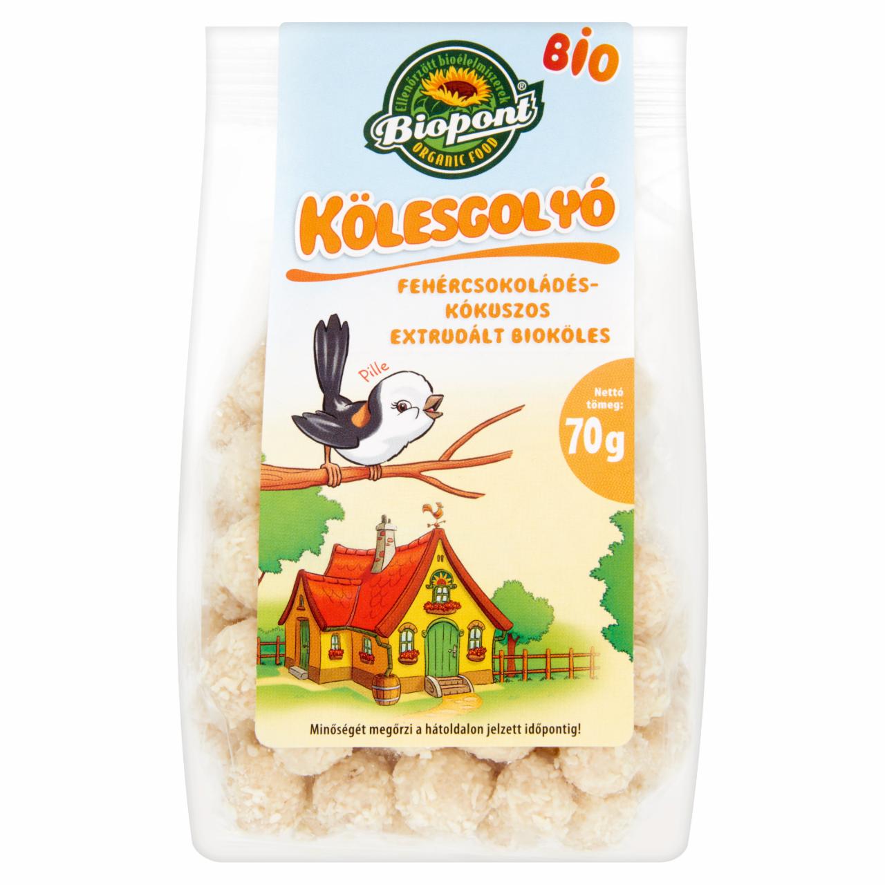 Képek - Biopont BIO fehércsokoládés-kókuszos kölesgolyó