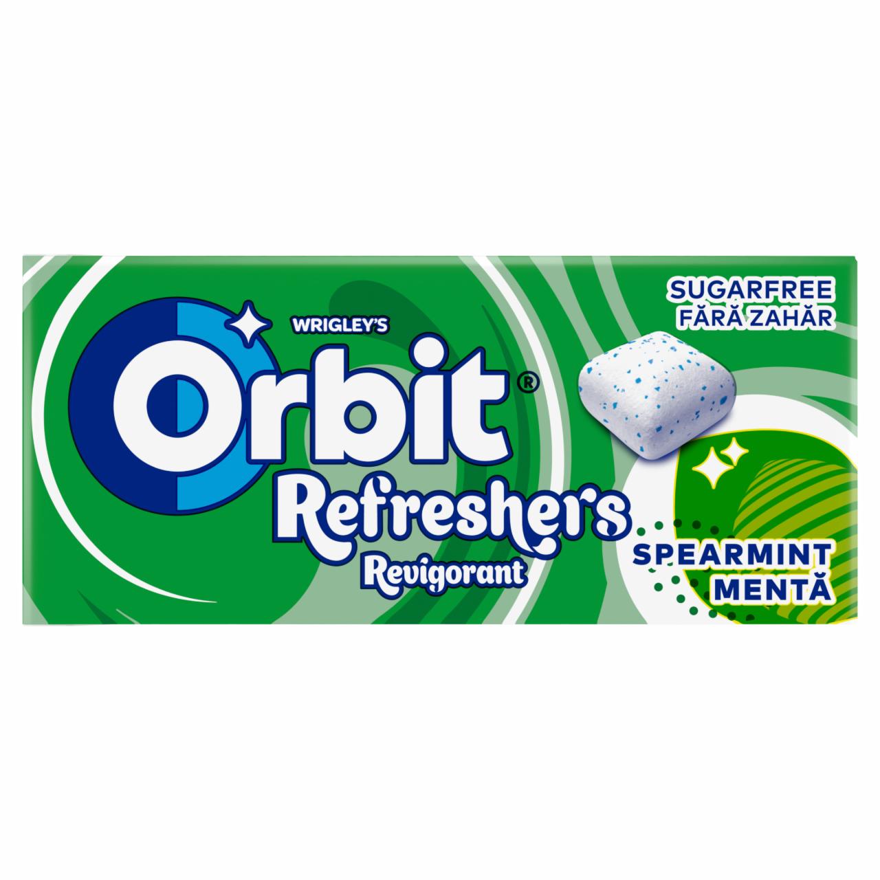 Képek - Orbit Refreshers Spearmint menta- és mentolízű cukormentes rágógumi édesítőszerrel 17,9 g
