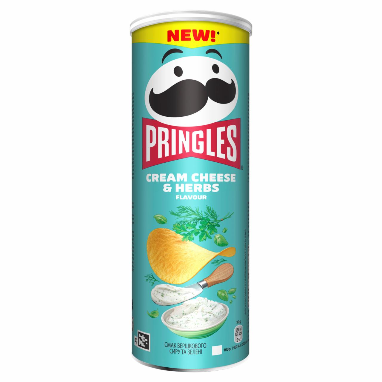 Képek - Pringles krémsajt és zöldfűszeres ízesítésű sós snack 165 g