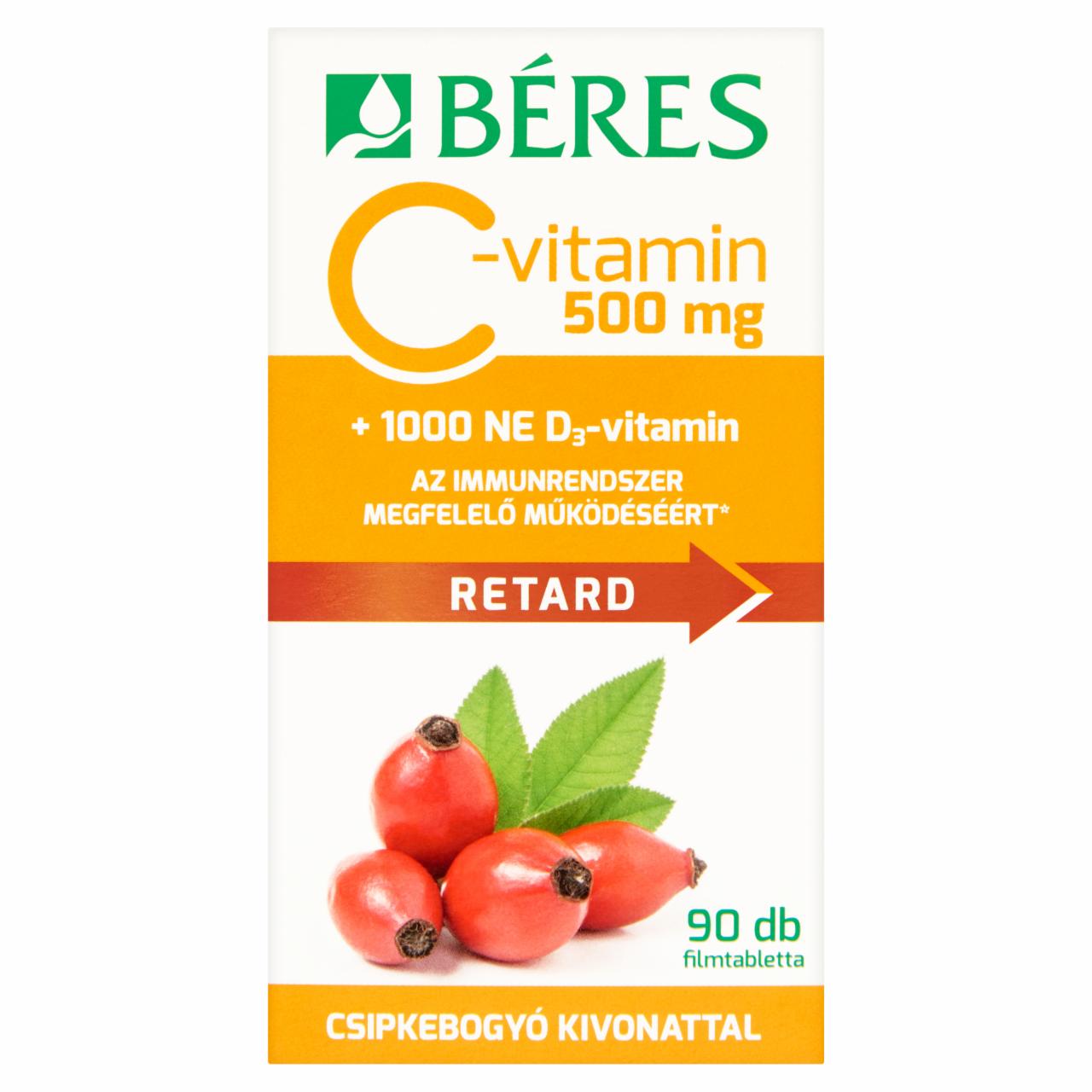 Képek - Béres C-vitamin 500 mg retard filmtabletta csipkebogyó kivonattal 90 db 78,3 g