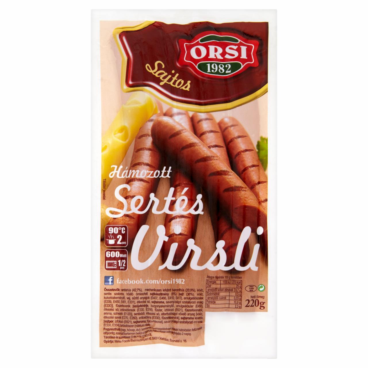 Képek - Orsi sajtos, hámozott sertés virsli 220 g