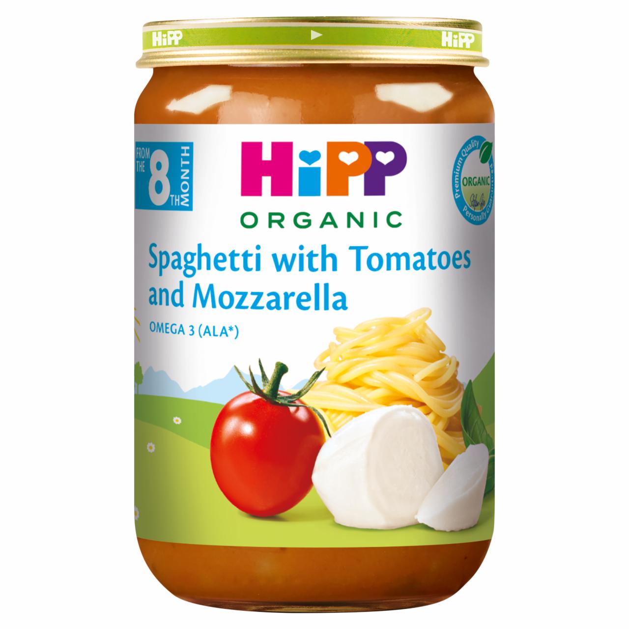 Képek - HiPP bio spagetti paradicsommal és mozzarellával bébiétel 8 hónapos kortól 220 g 