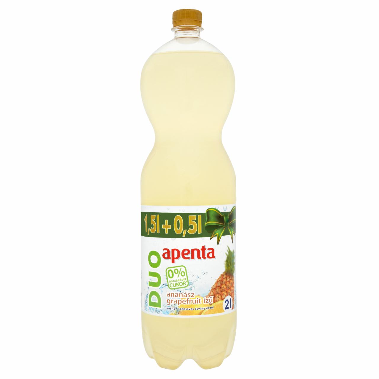 Képek - Apenta Duo ananász-grapefruit ízű enyhén szénsavas üdítőital 0% hozzáadott cukorral 2 l