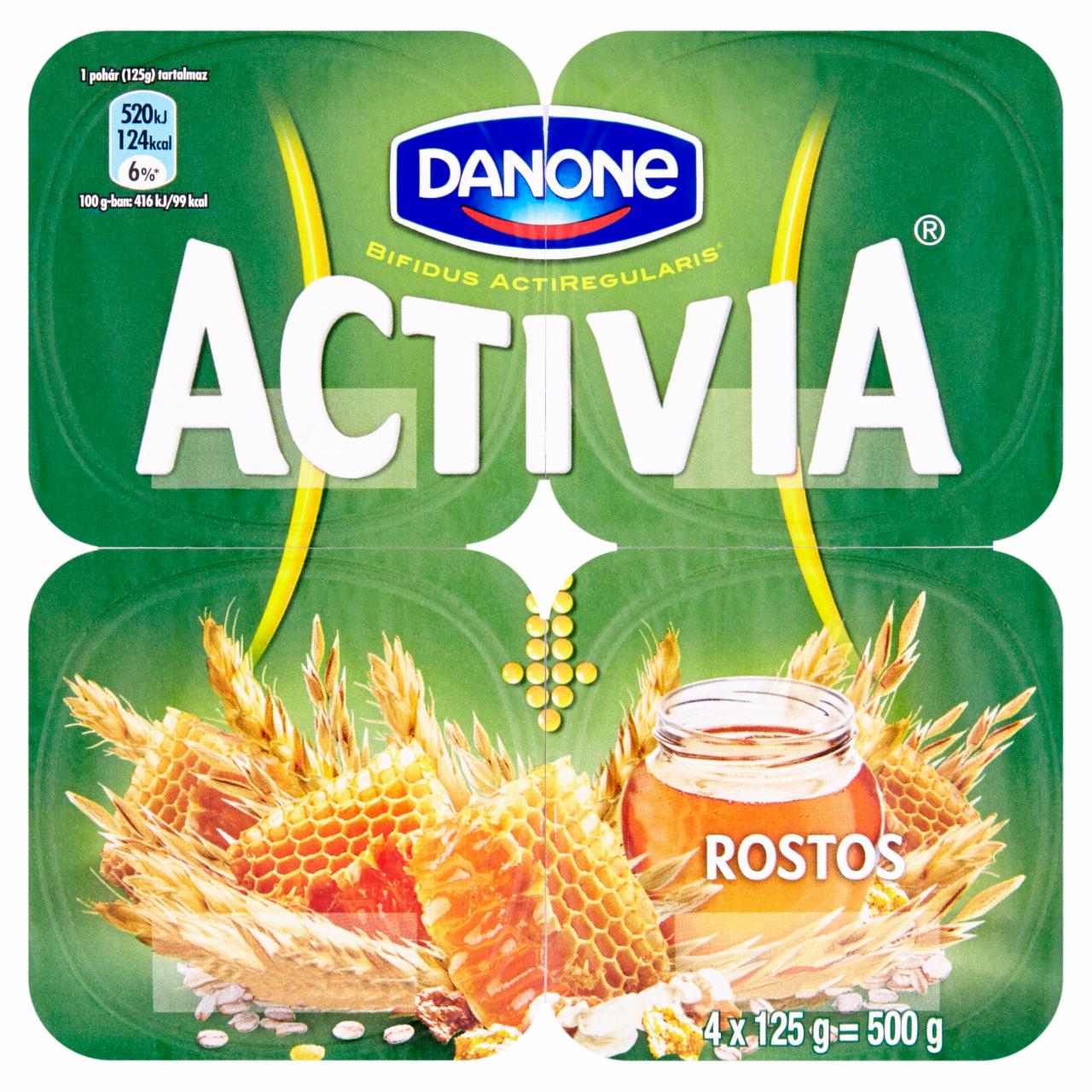 Képek - Danone Activia rostos, élőflórás, zsírszegény joghurt mézzel búzapehellyel és búzakorpával 4 x 125 g