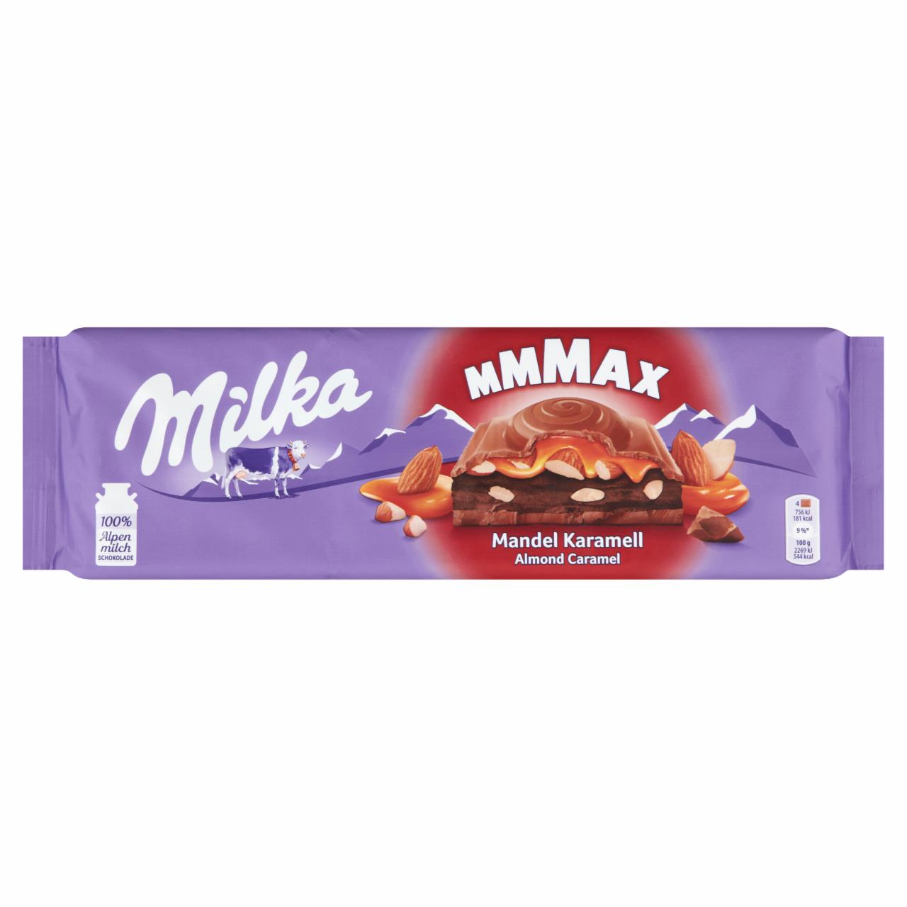 Képek - Milka Mmmax alpesi tejcsokoládé mandulás-kakaós krémtöltelékkel és karamell töltelékkel 300 g