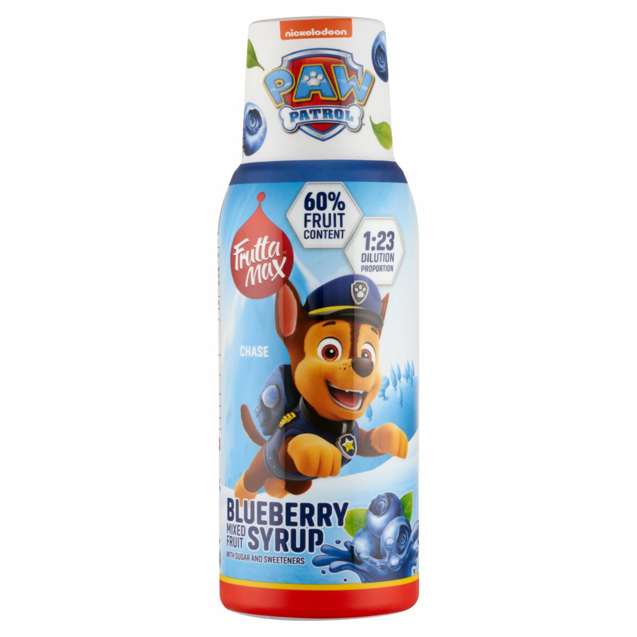 Képek - FruttaMax Paw Patrol áfonya vegyes gyümölcsszörp izocukorral és édesítőszerekkel 500 ml