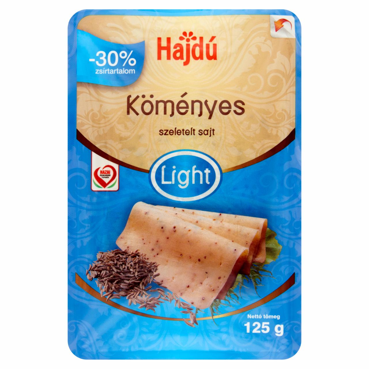 Képek - Hajdú Light félzsíros, félkemény, köményes szeletelt trappista sajt 125 g