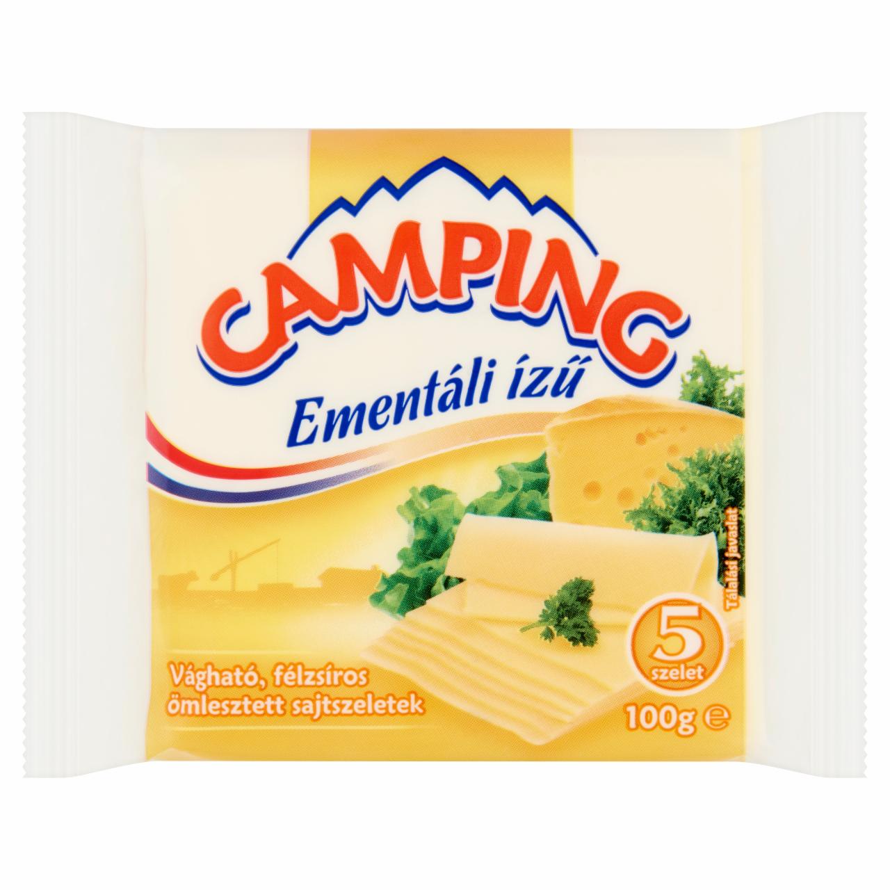 Képek - Camping ementáli ízű vágható, félzsíros ömlesztett sajtszeletek 5 db 100 g