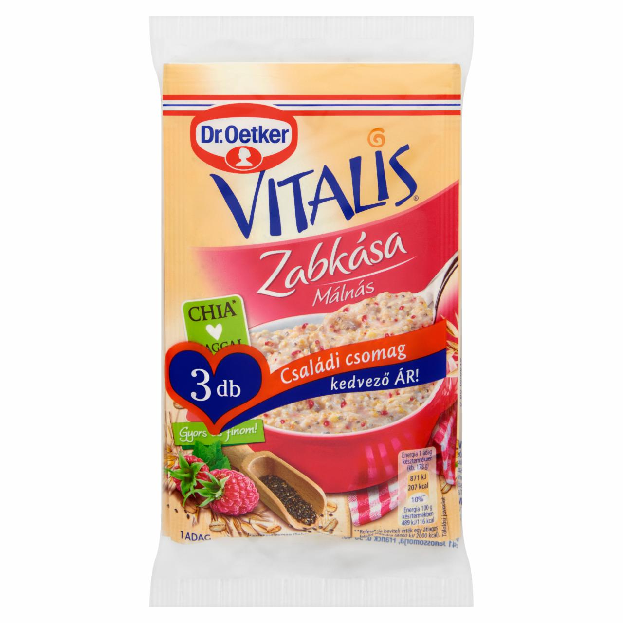 Képek - Dr. Oetker Vitalis málnás zabkása alappor 3 x 53 g