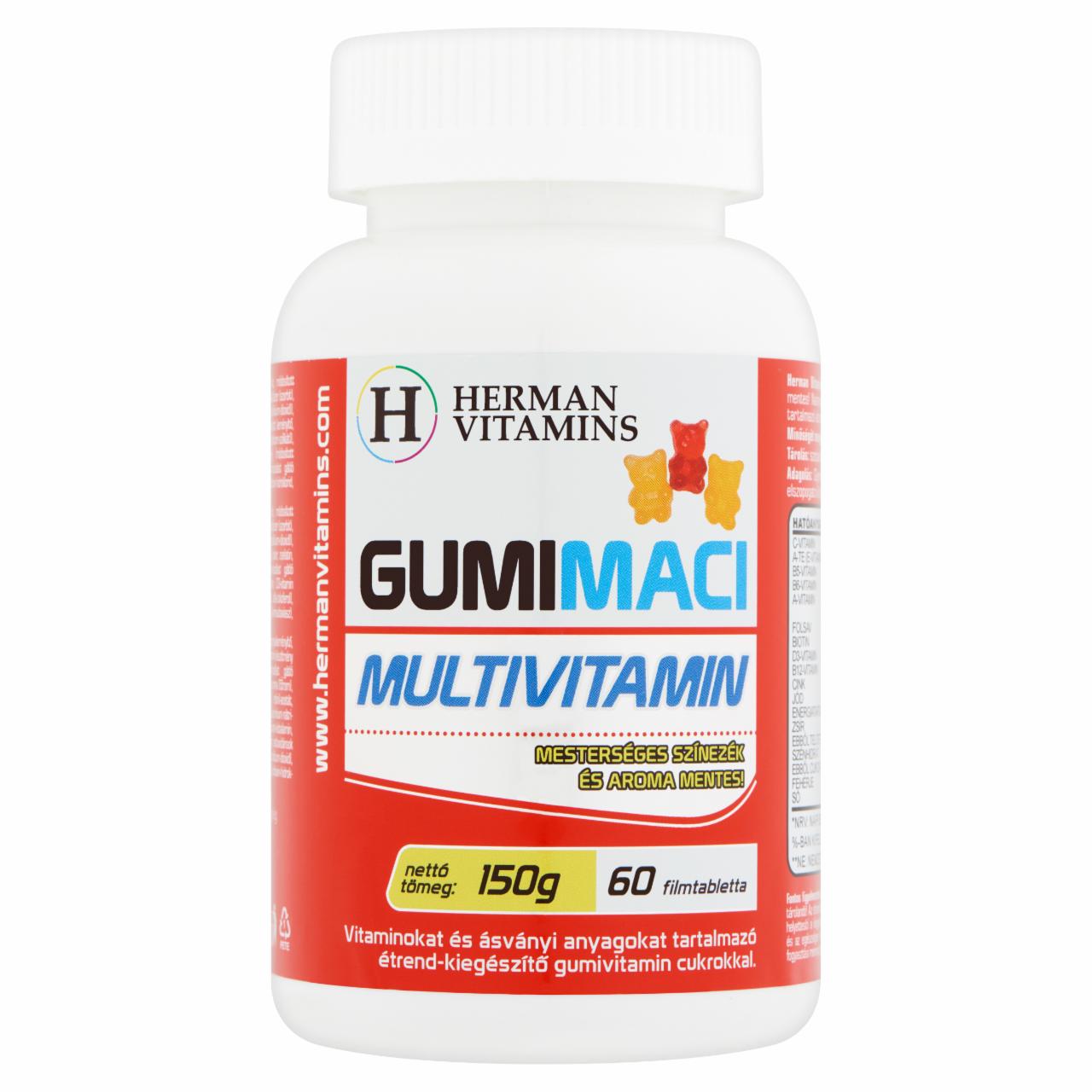 Képek - Herman Vitamins Gumimaci Multivitamin étrend-kiegészítő gumivitamin 60 db 150 g