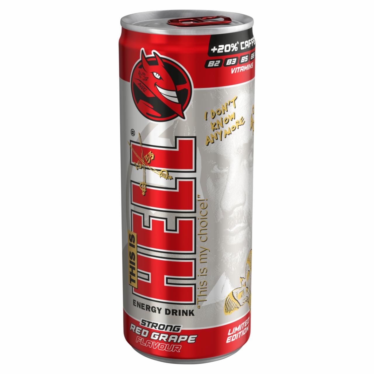 Képek - HELL Strong piros szőlő- és tuttifruttiízű koffeintartalmú, szénsavas ital 250 ml