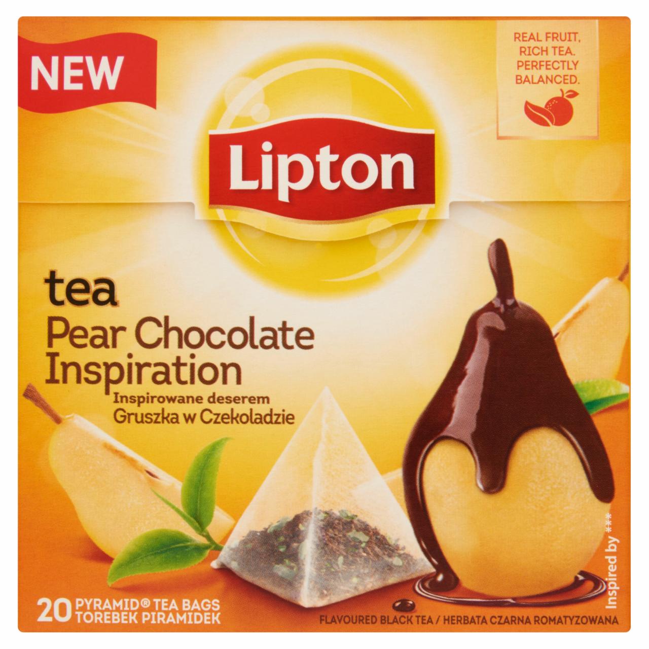 Képek - Lipton csokoládés körte ízesítésű fekete tea 20 piramis filter