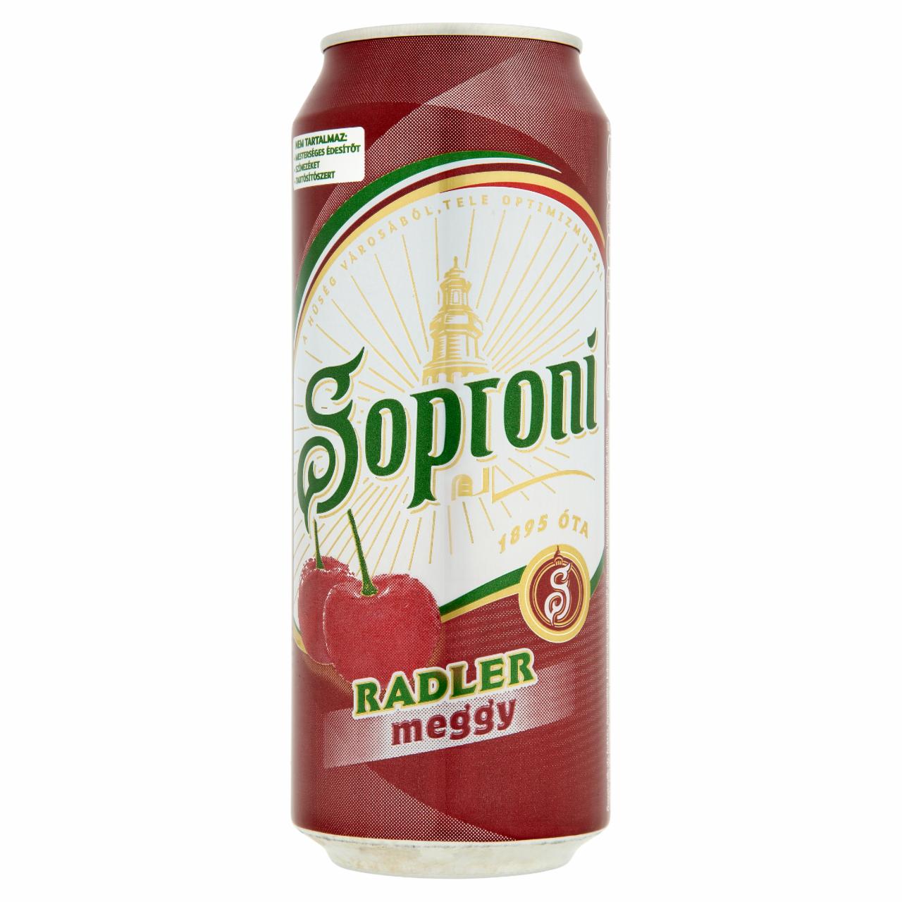 Képek - Soproni Radler meggyízű sörital 2% 0,5 l