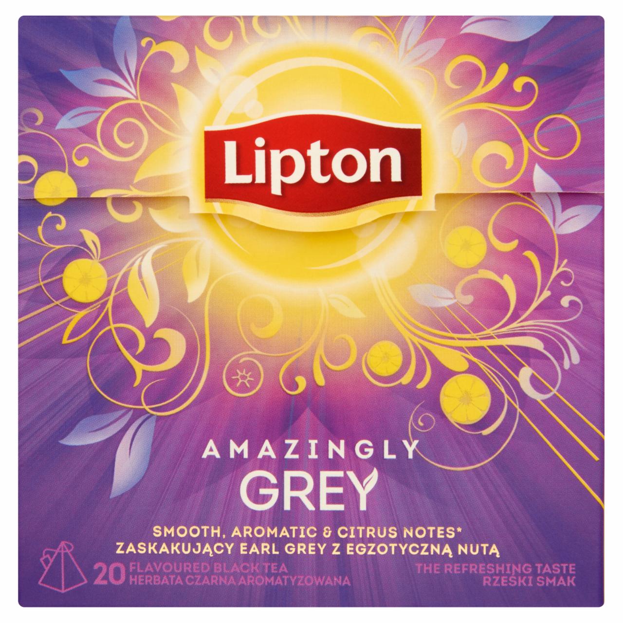 Képek - Lipton Amazingly Grey bergamott ízesítésű fekete tea 20 piramis filter