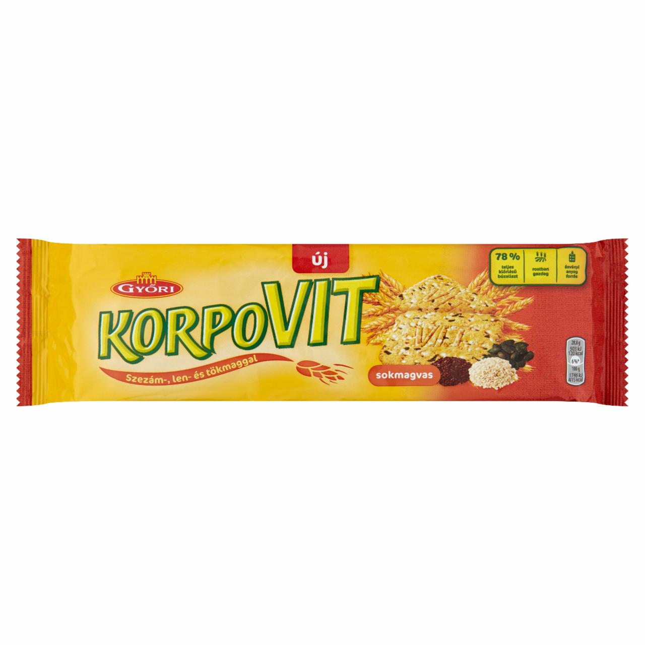 Képek - Győri Korpovit ropogós, édes keksz teljes kiőrlésű gabonával és magokkal 174 g