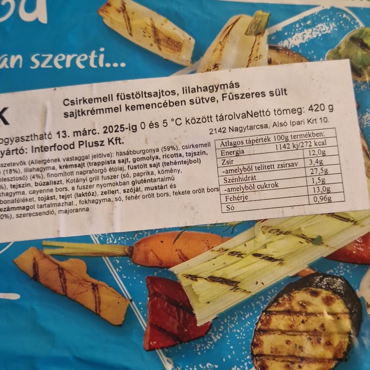 Képek - Csirkemell füstöltsajtos, lilahagymás sajtkrémmel kemencében sütve, Fűszeres sült Interfood