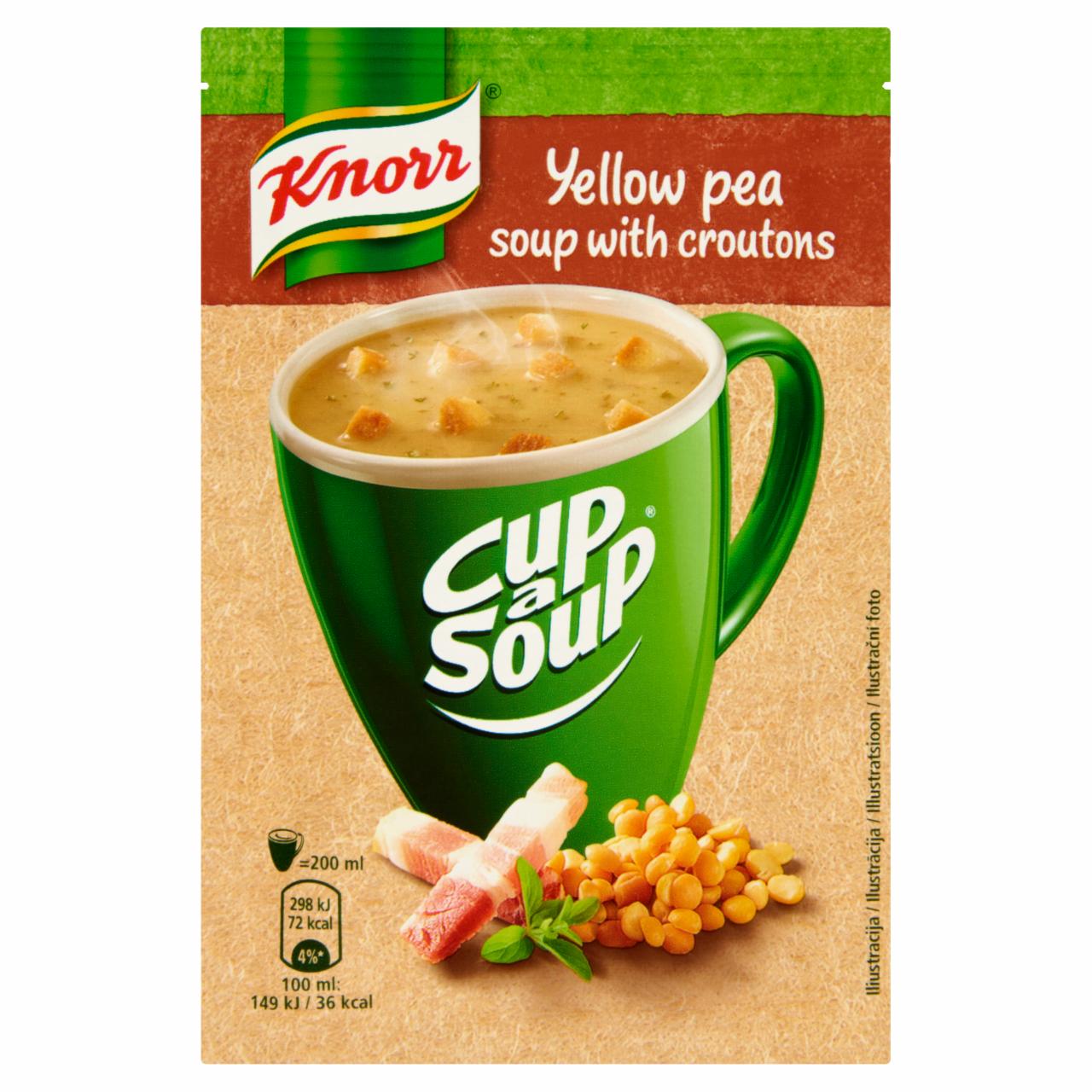 Képek - Knorr Cup a Soup sárgaborsó-krémleves baconnel és zsemlekockával 21 g