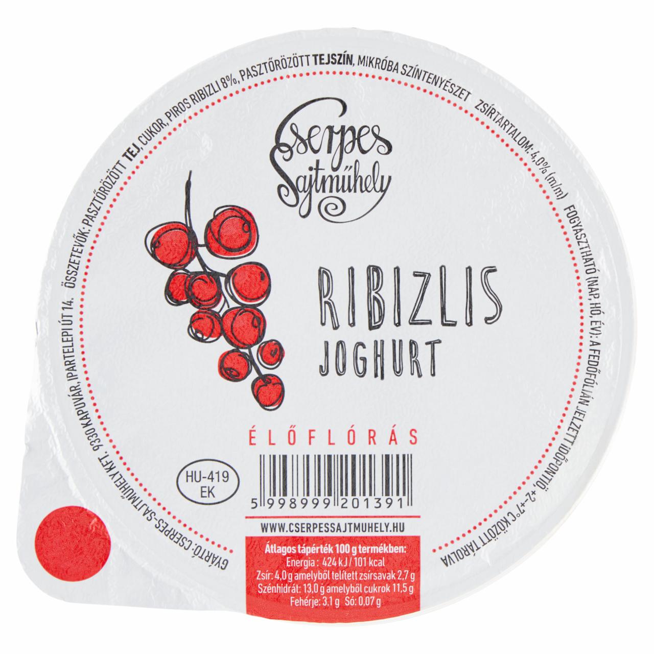 Képek - Cserpes Sajtműhely ribizlis joghurt 250 g