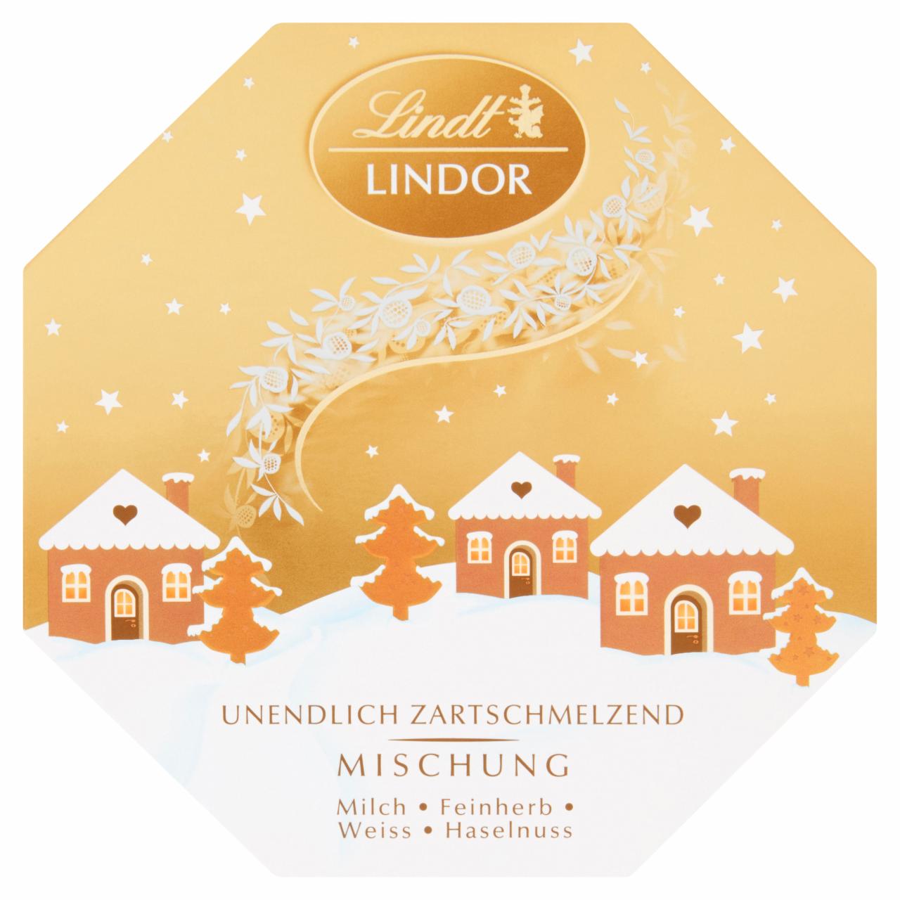 Képek - Lindt Lindor vegyes tej-, ét- és fehércsokoládé lágy töltelékkel 150 g