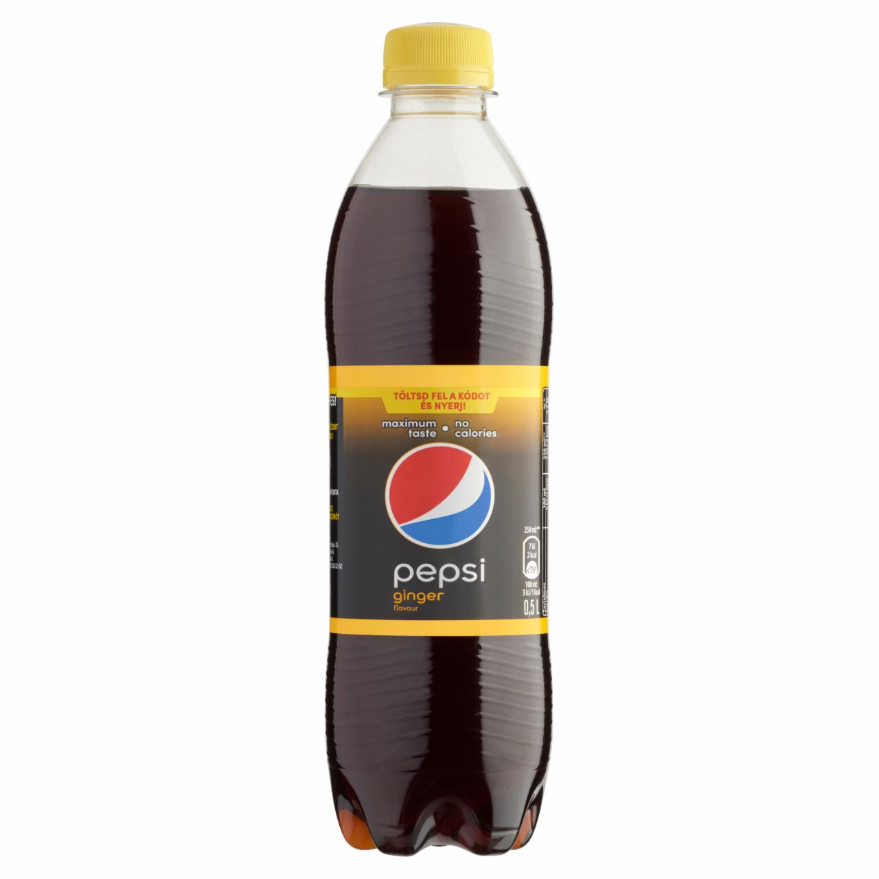 Képek - Pepsi Ginger colaízű energiamentes szénsavas üdítőital édesítőszerekkel gyömbér ízesítéssel 0,5 l