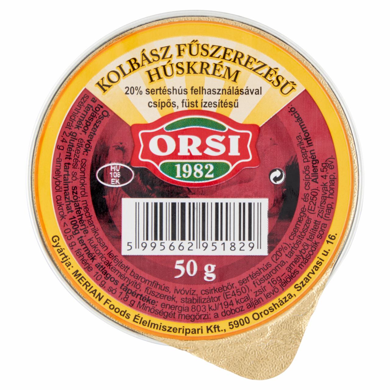 Képek - Orsi csípős kolbász fűszerezésű húskrém 50 g