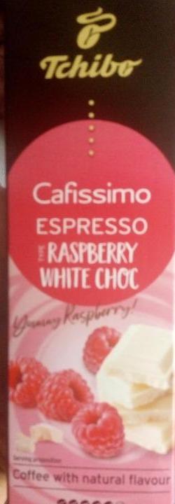 Képek - Cafissimo espresso white choc & raspberry ízesített, őrölt, pörkölt kávé 10 db Tchibo