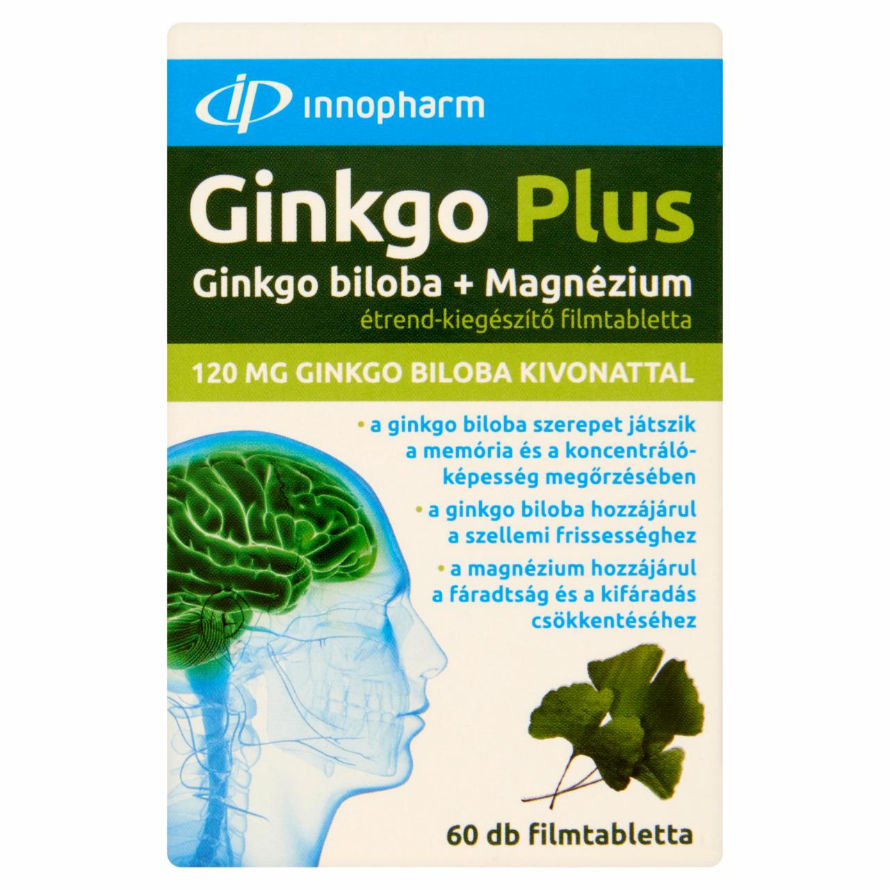 Képek - Innopharm Ginkgo Plus Ginkgo Biloba + Magnézium étrend-kiegészítő filmtabletta 60 db 72 g