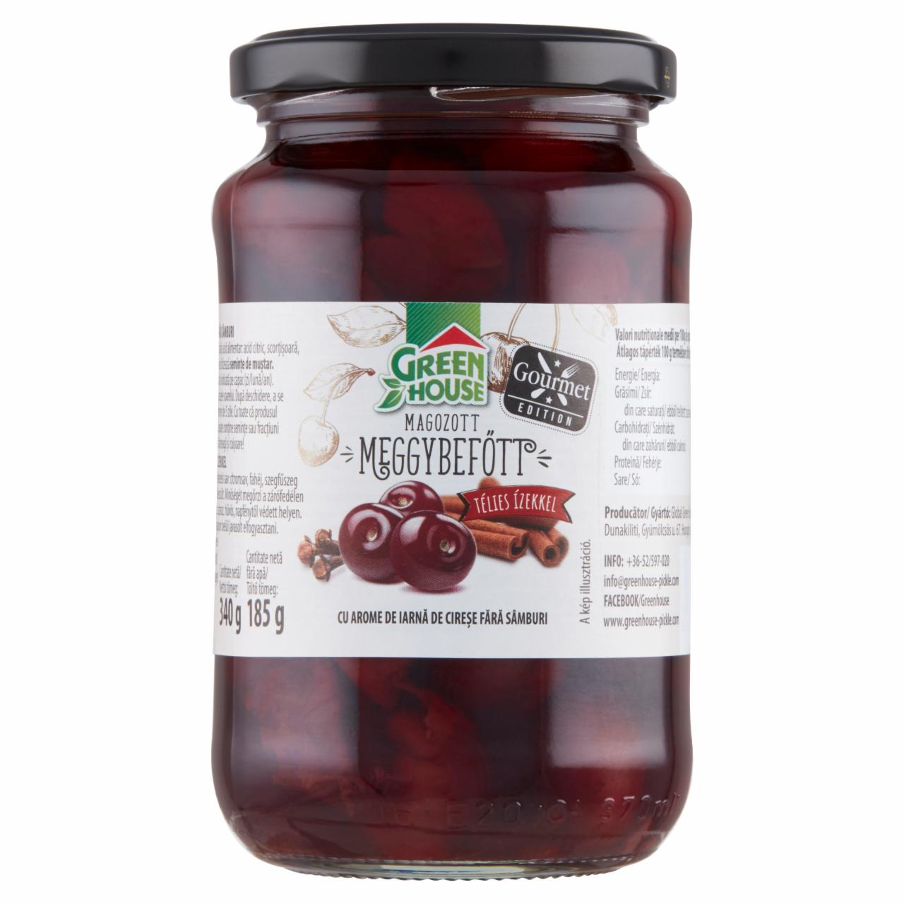 Képek - Greenhouse magozott meggybefőtt télies ízekkel 340 g