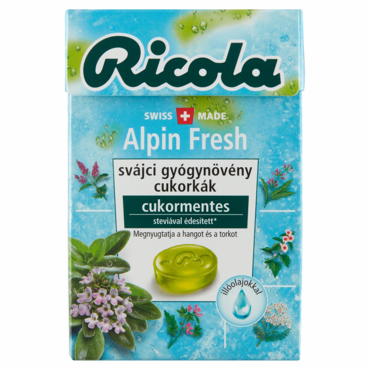 Képek - Ricola Alpesi Mentol cukormentes svájci gyógynövény cukorkák édesítőszerekkel 40 g