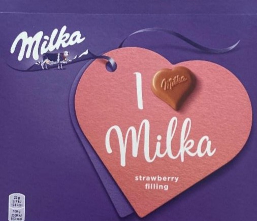Képek - Milka I love Milka alpesi tejcsokoládé praliné epres töltelékkel 20 db 110 g