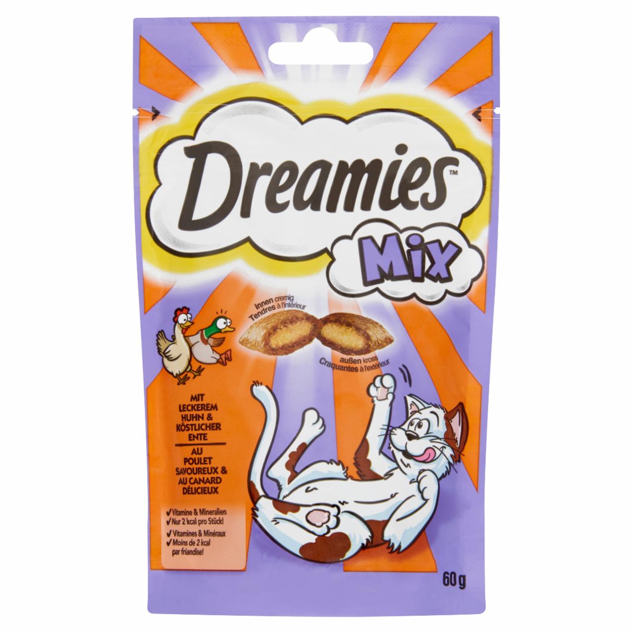 Képek - Dreamies Mix kiegészítő állateledel felnőtt és junior macskák számára csirkével és kacsával 60 g