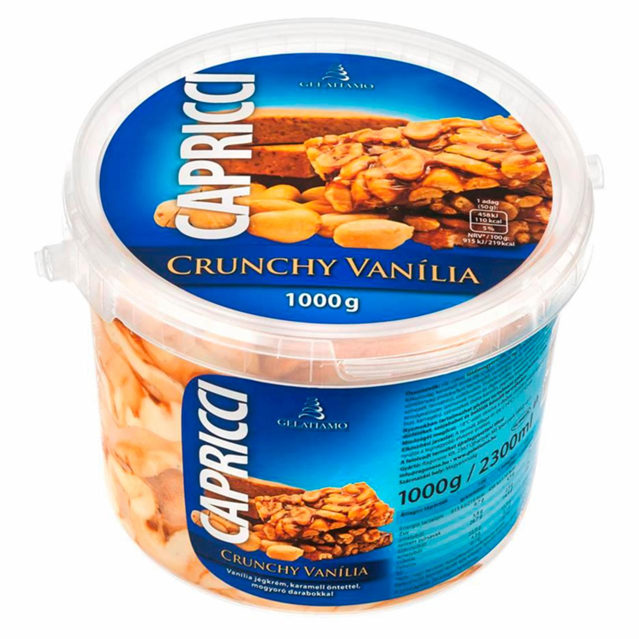 Képek - Gelatiamo Capricci Crunchy vanília jégkrém karamell öntettel mogyoró darabokkal 1000 g