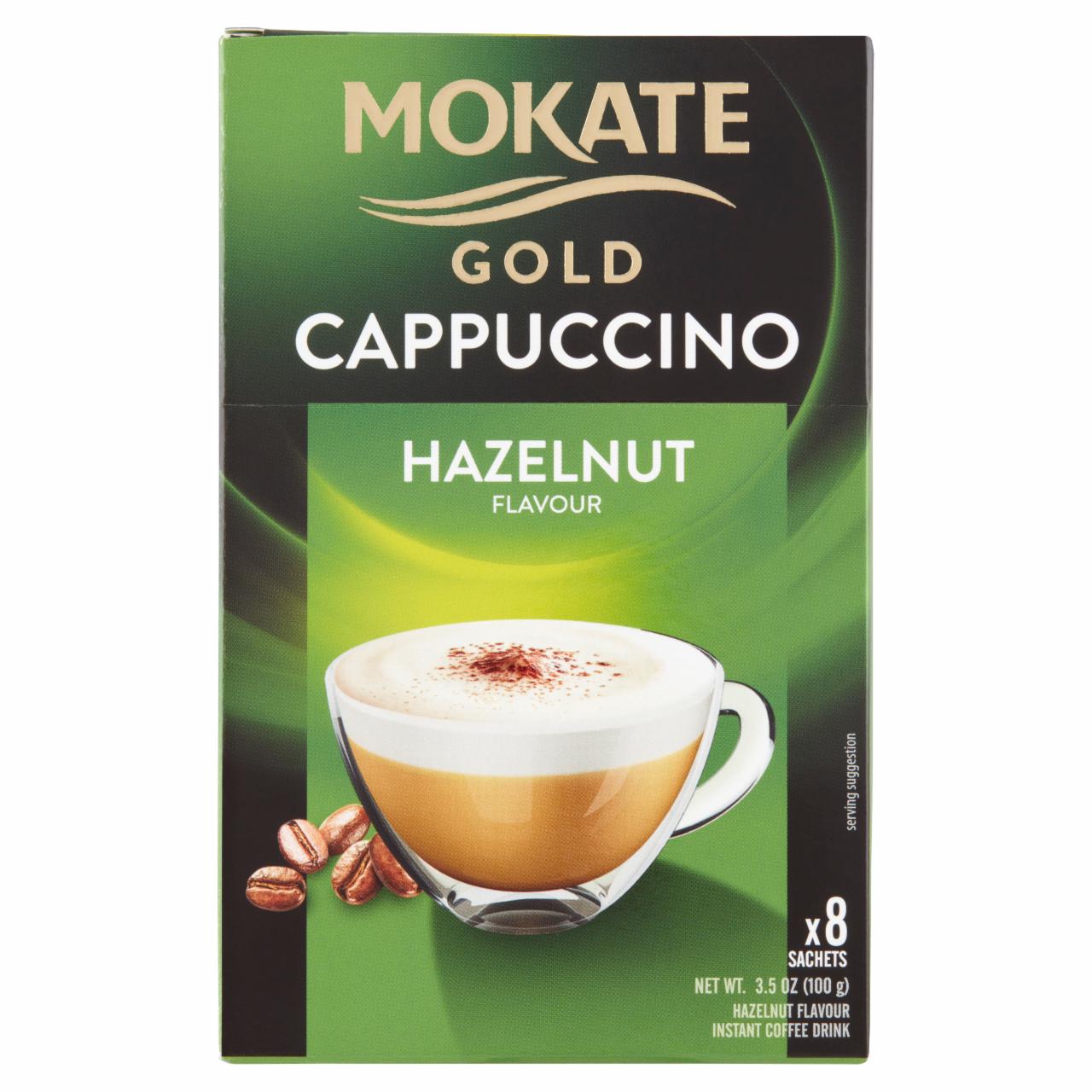 Képek - Mokate Gold Cappuccino instant kávéitalpor mogyoró ízesítéssel 8 x 12,5 g (100 g)