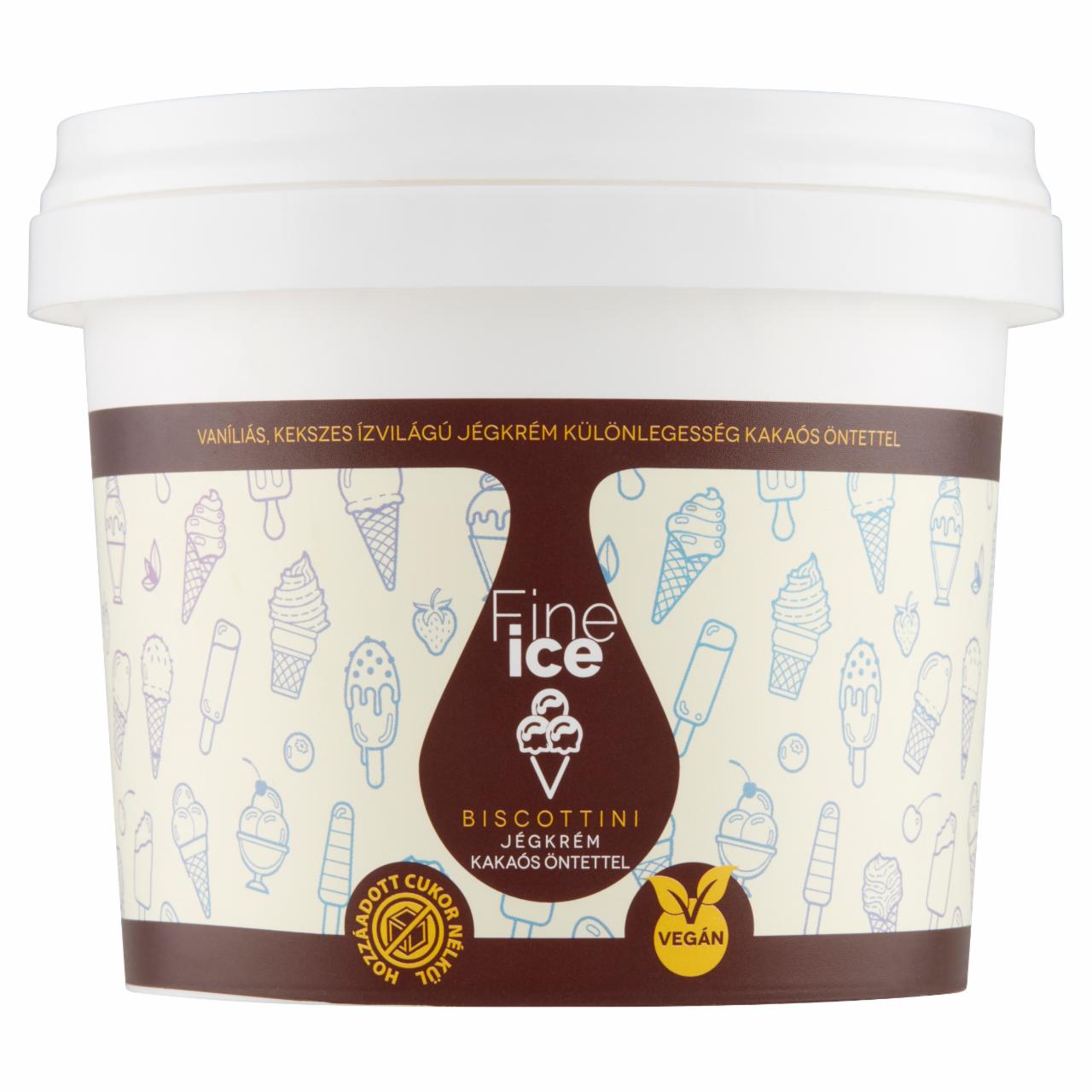 Képek - Fine Ice Biscottini vaníliás, kekszes ízvilágú jégkrém különlegesség kakaós öntettel 500 ml