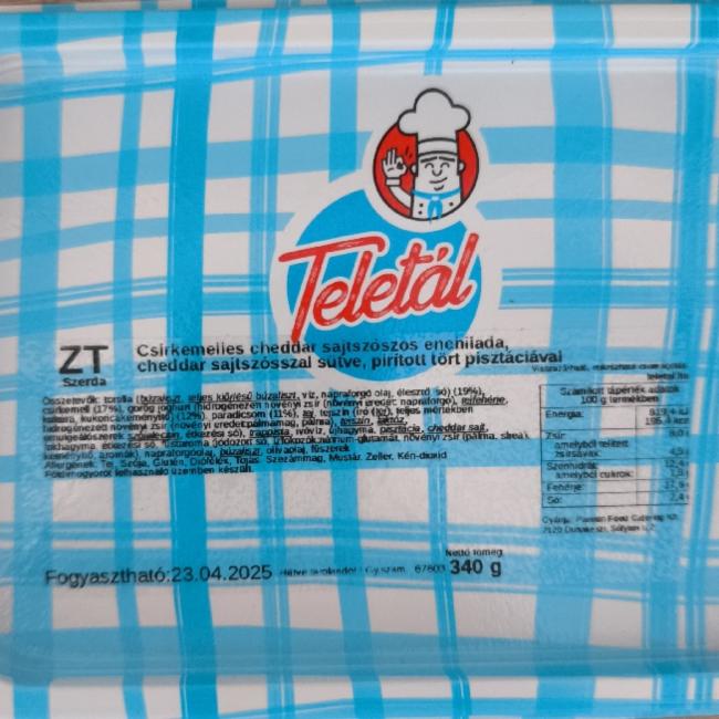Képek - Csirkemelles cheddar sajtszószos enchilada chedar sajtszósszal sütve pirított tört pisztáciával Teletál