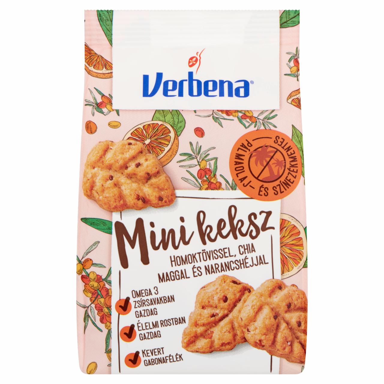 Képek - Verbena mini keksz homoktövissel, chia maggal és narancshéjjal 90 g