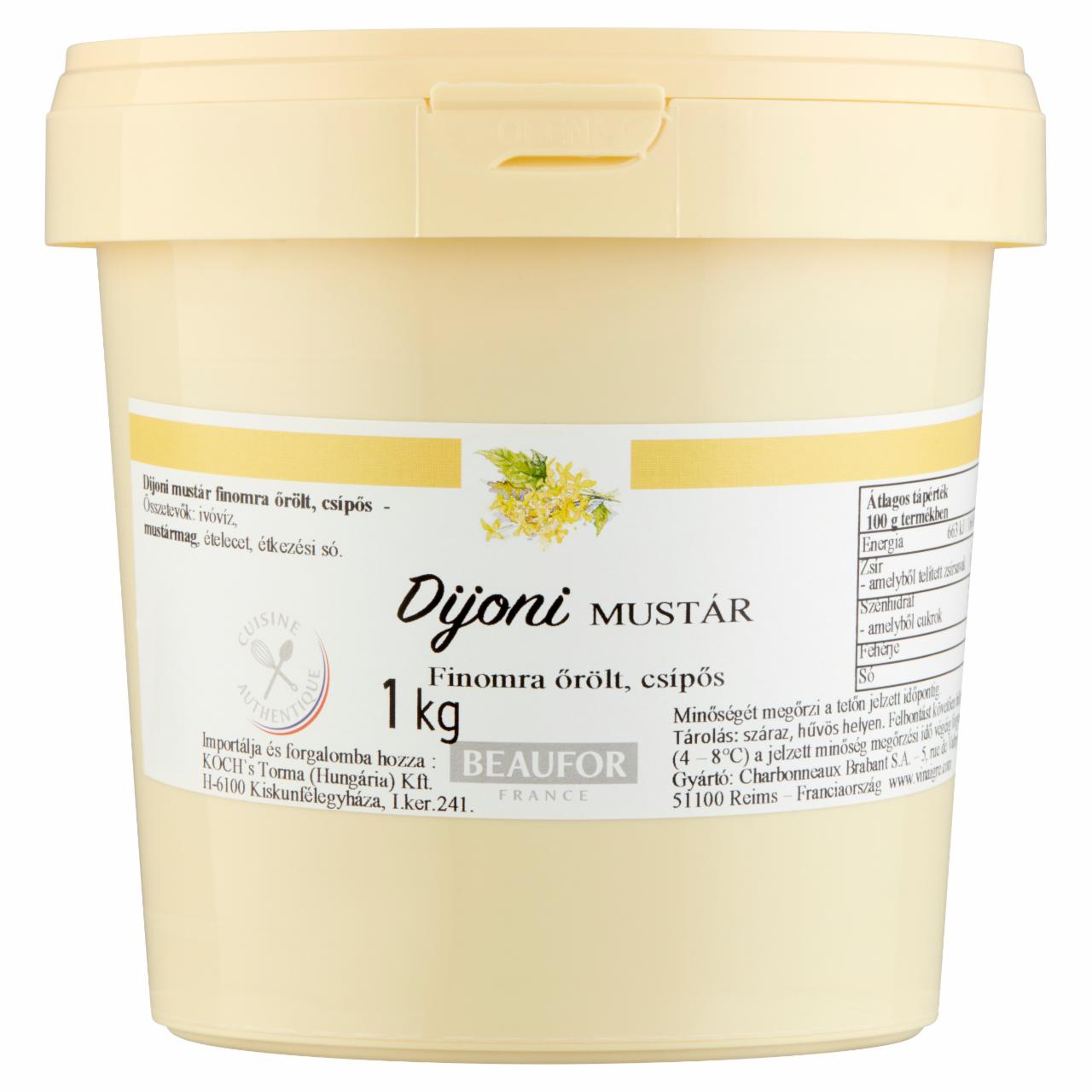 Képek - Beaufor finomra őrölt, csípős dijoni mustár 1 kg