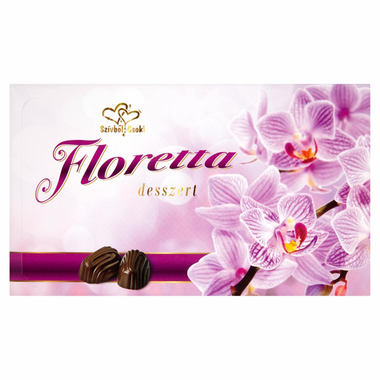 Képek - Szívből Csoki Floretta Desszert málnával ízesített krémmel töltött étcsokoládés praliné 113 g