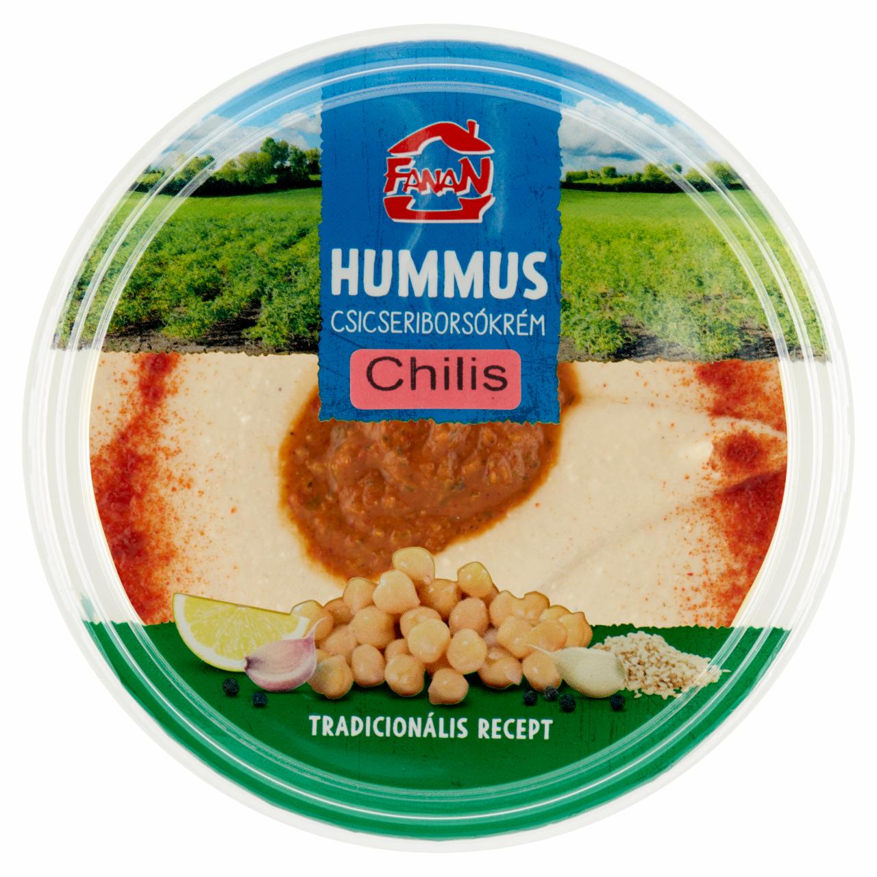 Képek - Fanan hummus chilis csicseriborsó krém 250 g
